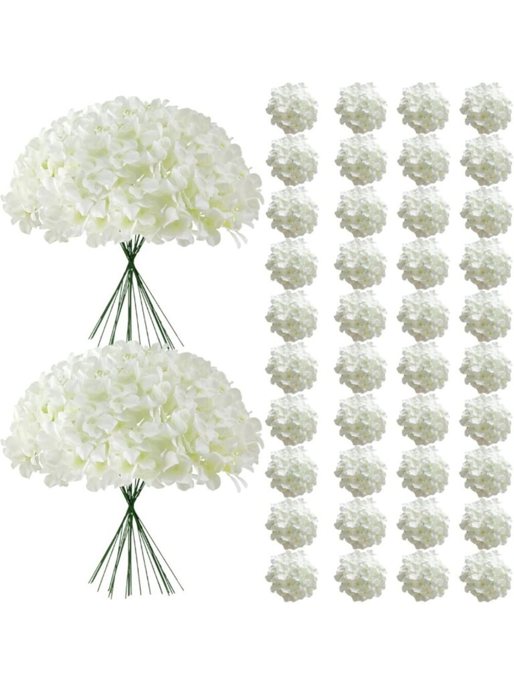 65 Pcs White Hydrangea Artificial Flowers for Home Decor, Wedding, & Events